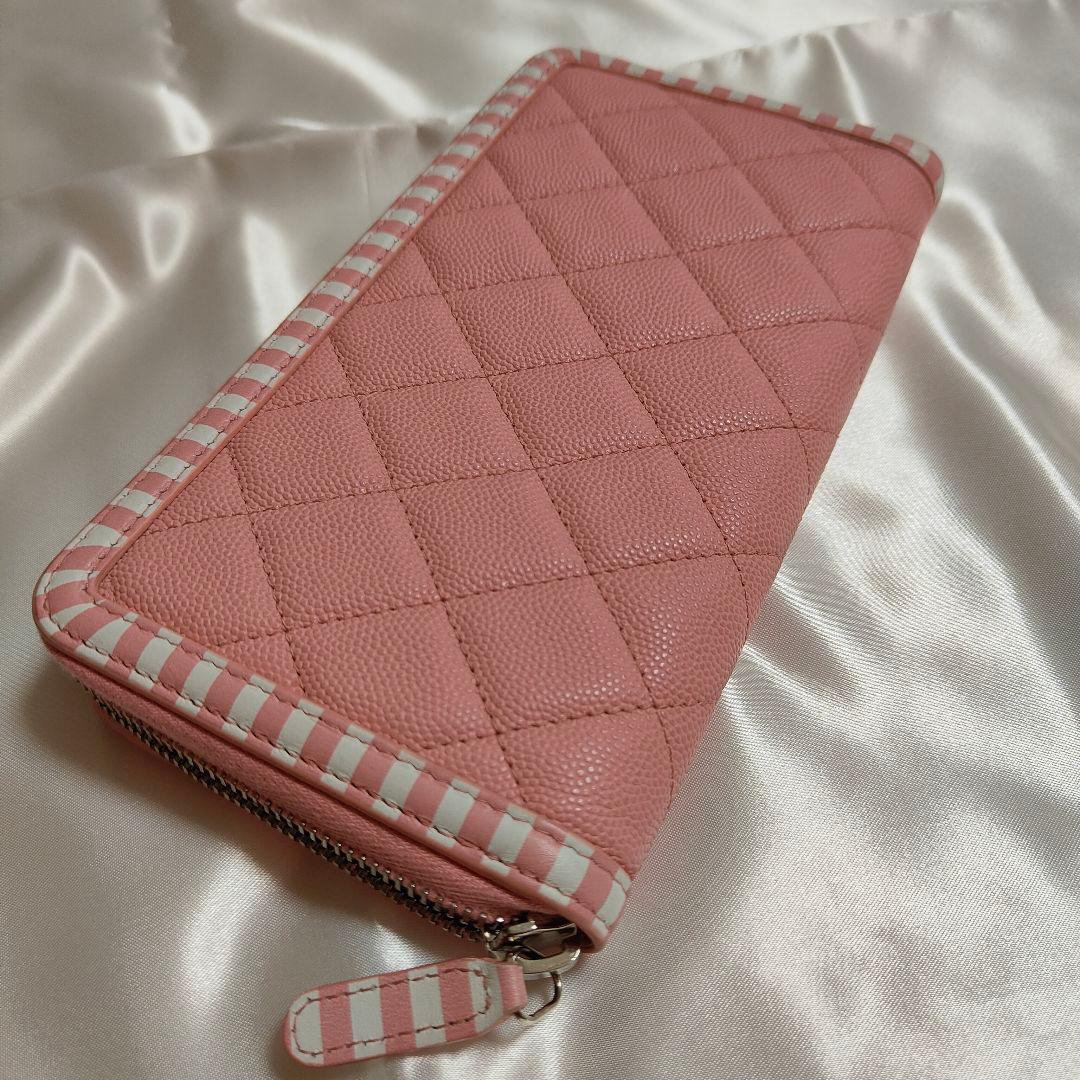 美品✡シャネル　キャビアスキン　CCフィリグリー　ラウンドファスナー　長財布