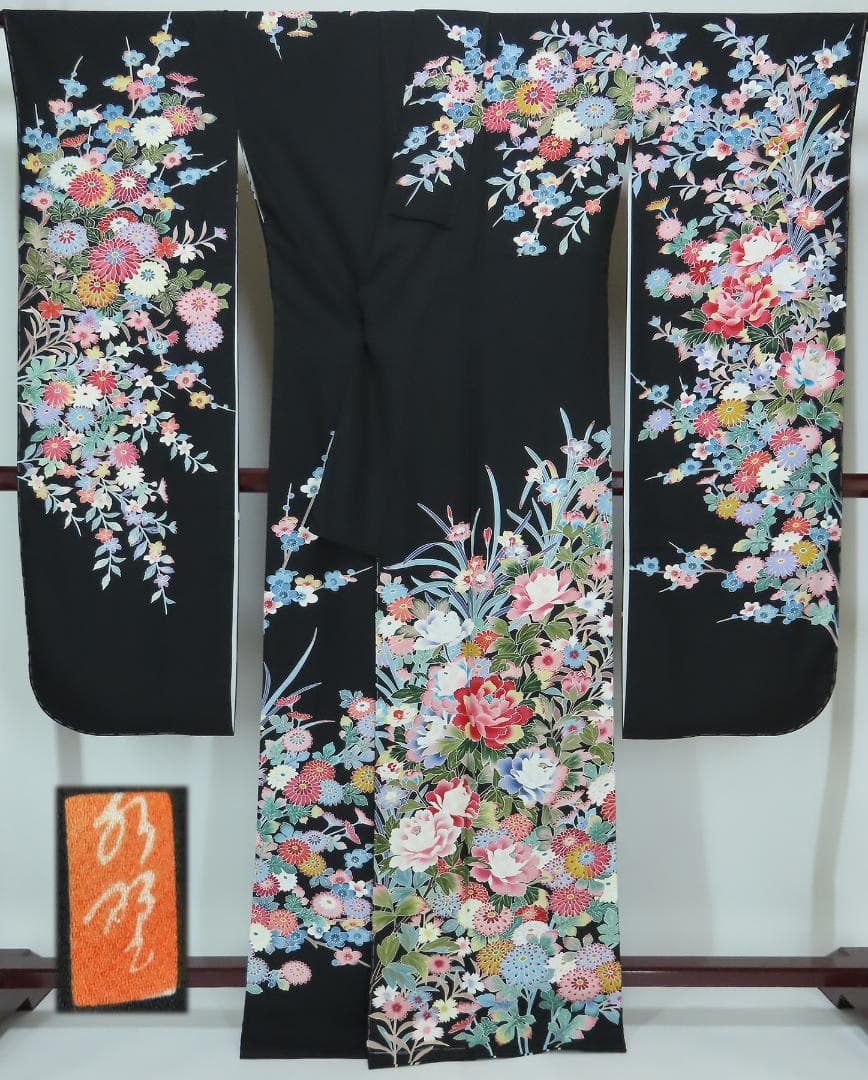 要事前確認　振袖　京加賀友禅　正絹　裄66cm　身丈162cm　3357rym