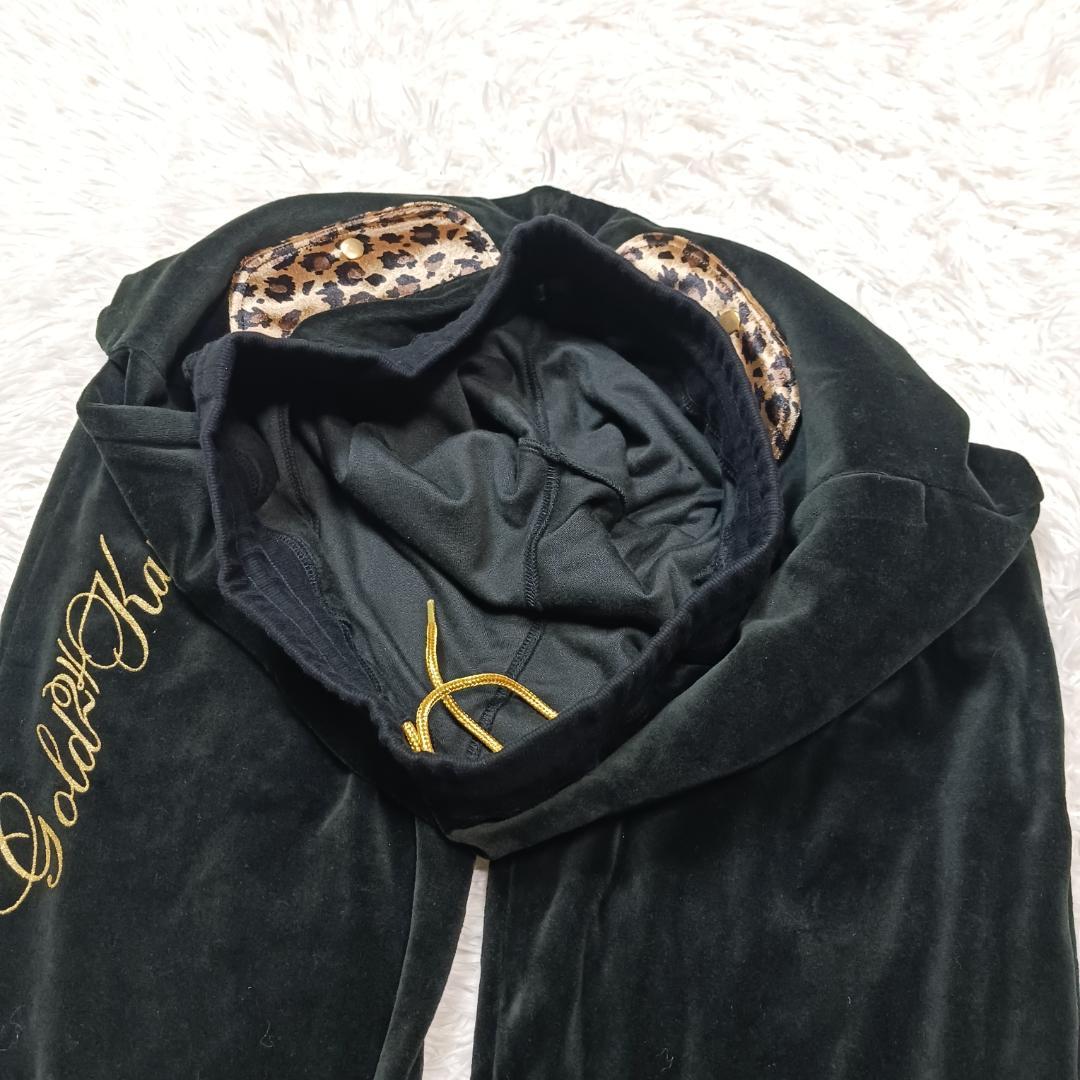 希少✨　初期✨　24カラッツ　セットアップ　レオパード　ベロア　刺繍　黒　金　L