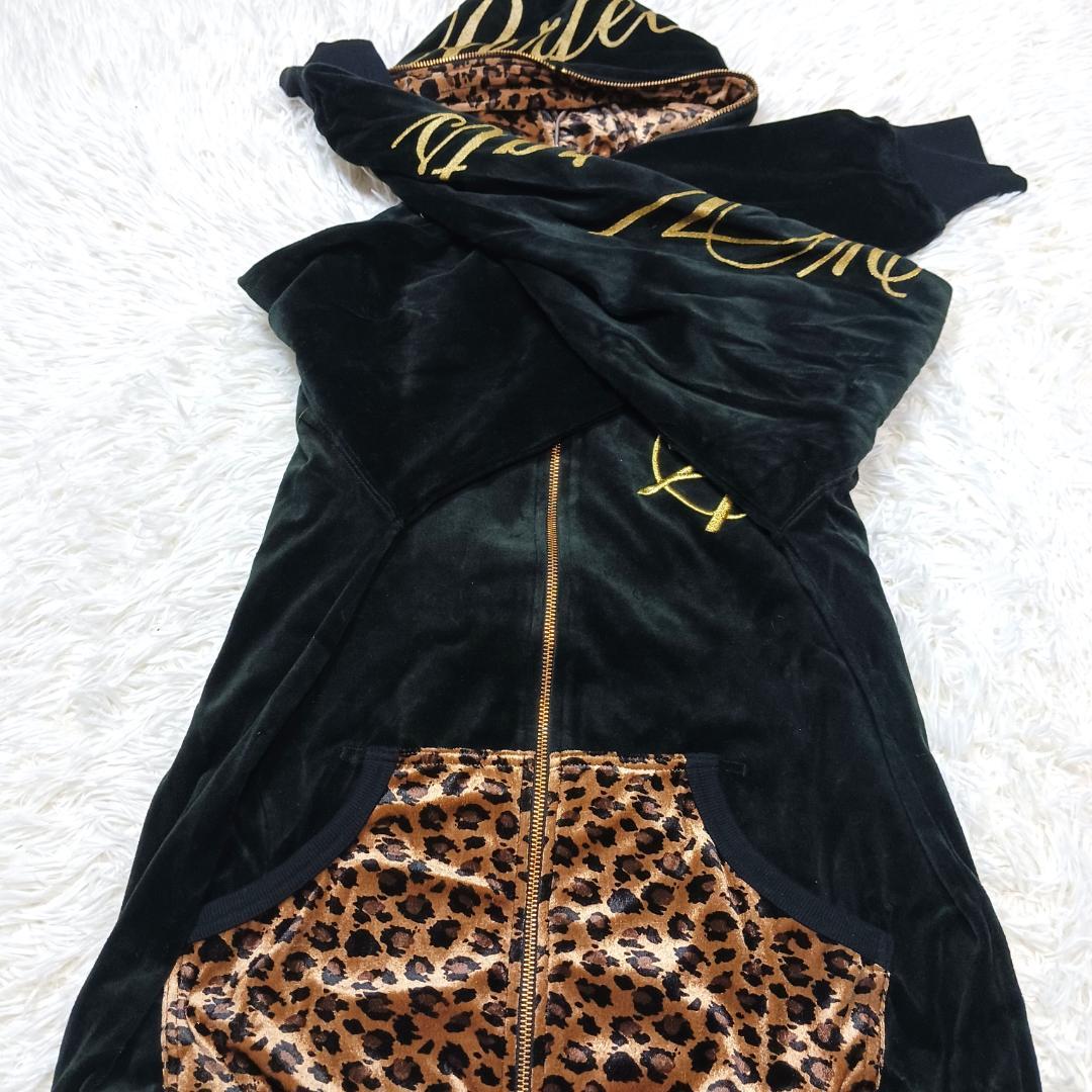 希少✨　初期✨　24カラッツ　セットアップ　レオパード　ベロア　刺繍　黒　金　L