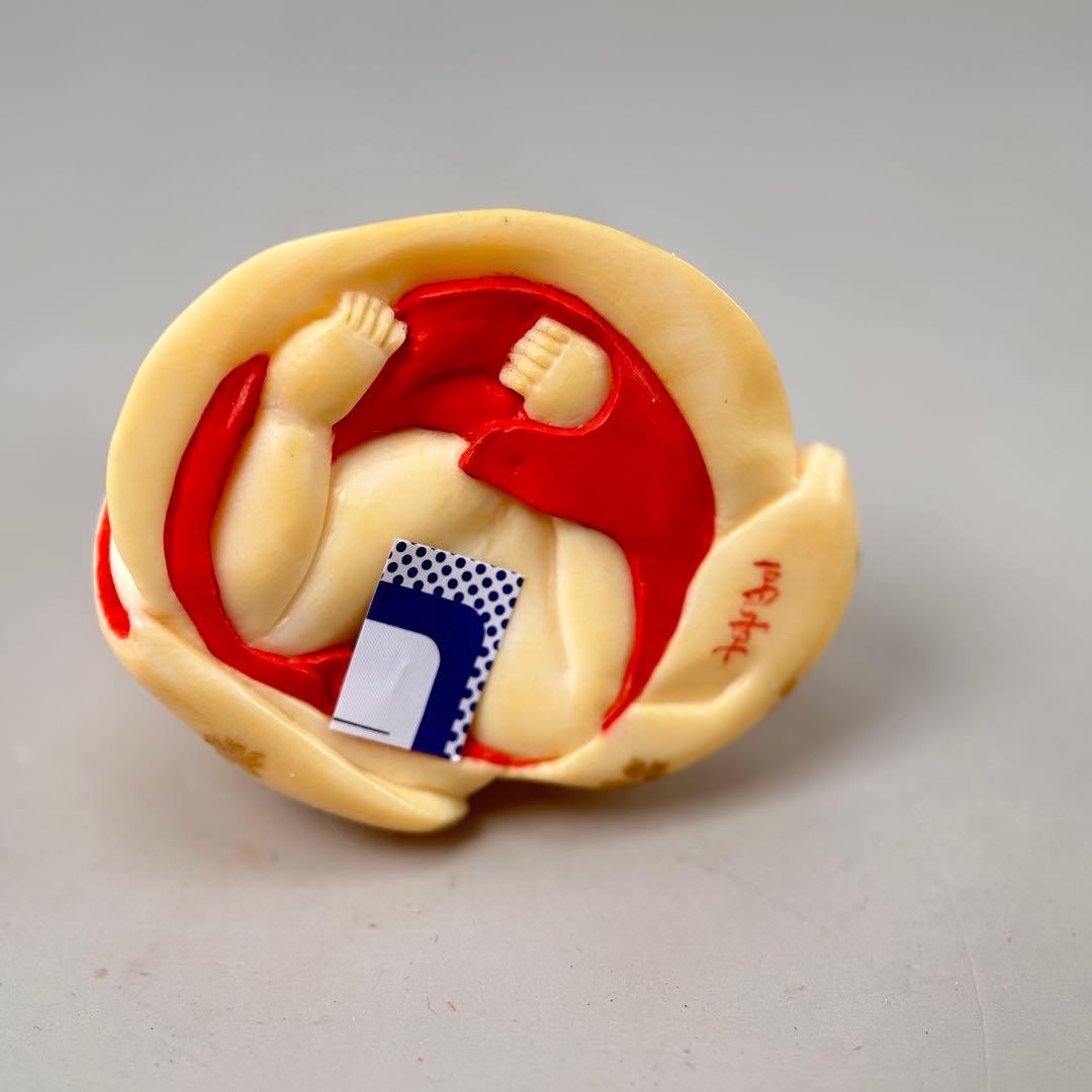 本物保証 鯨歯 鯨牙 根付 置物 在銘 芸者 舞妓 春画 細密彫刻 共箱付