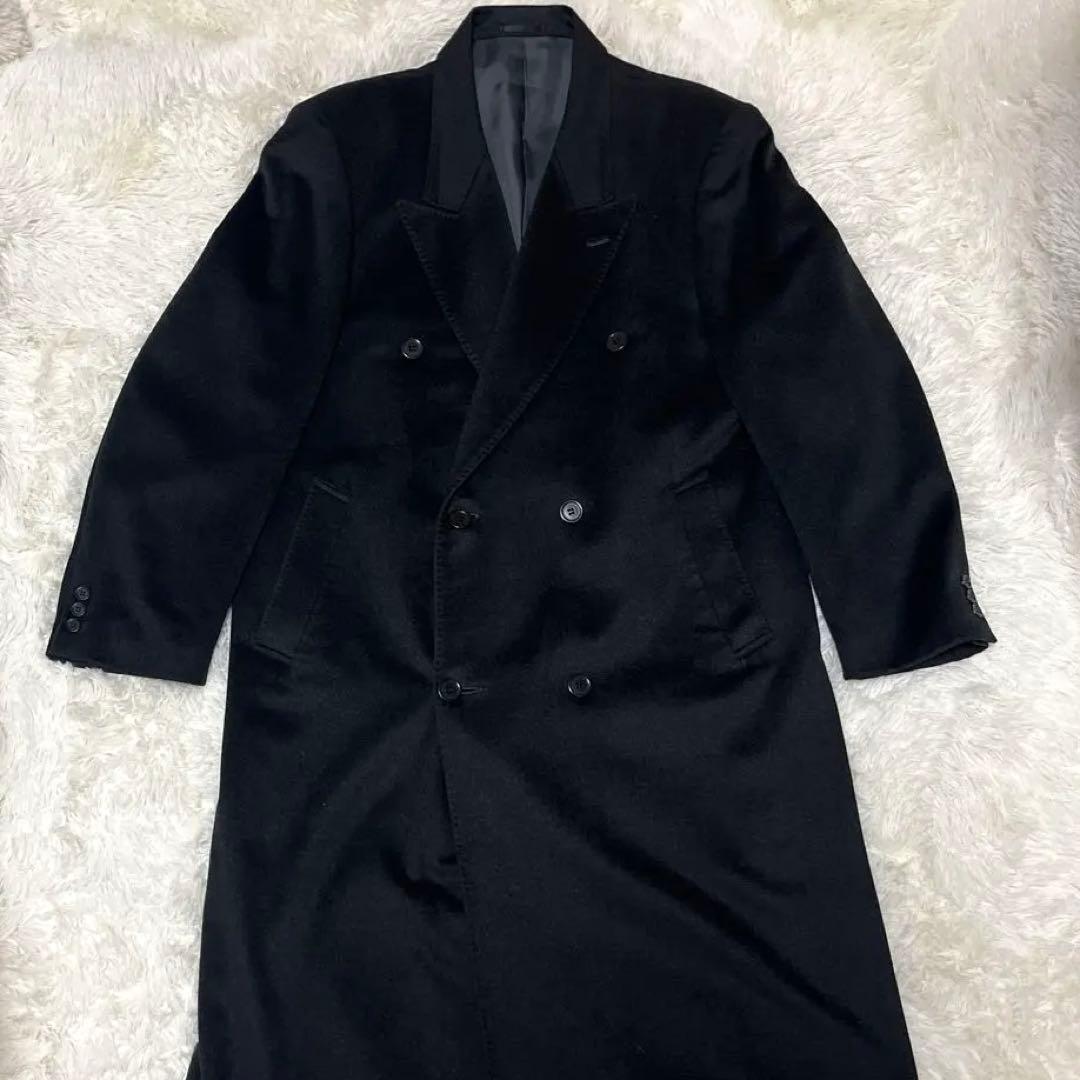 特価】上質カシミヤ100％ ダブルチェスター ロングコート 黒｜Yahoo
