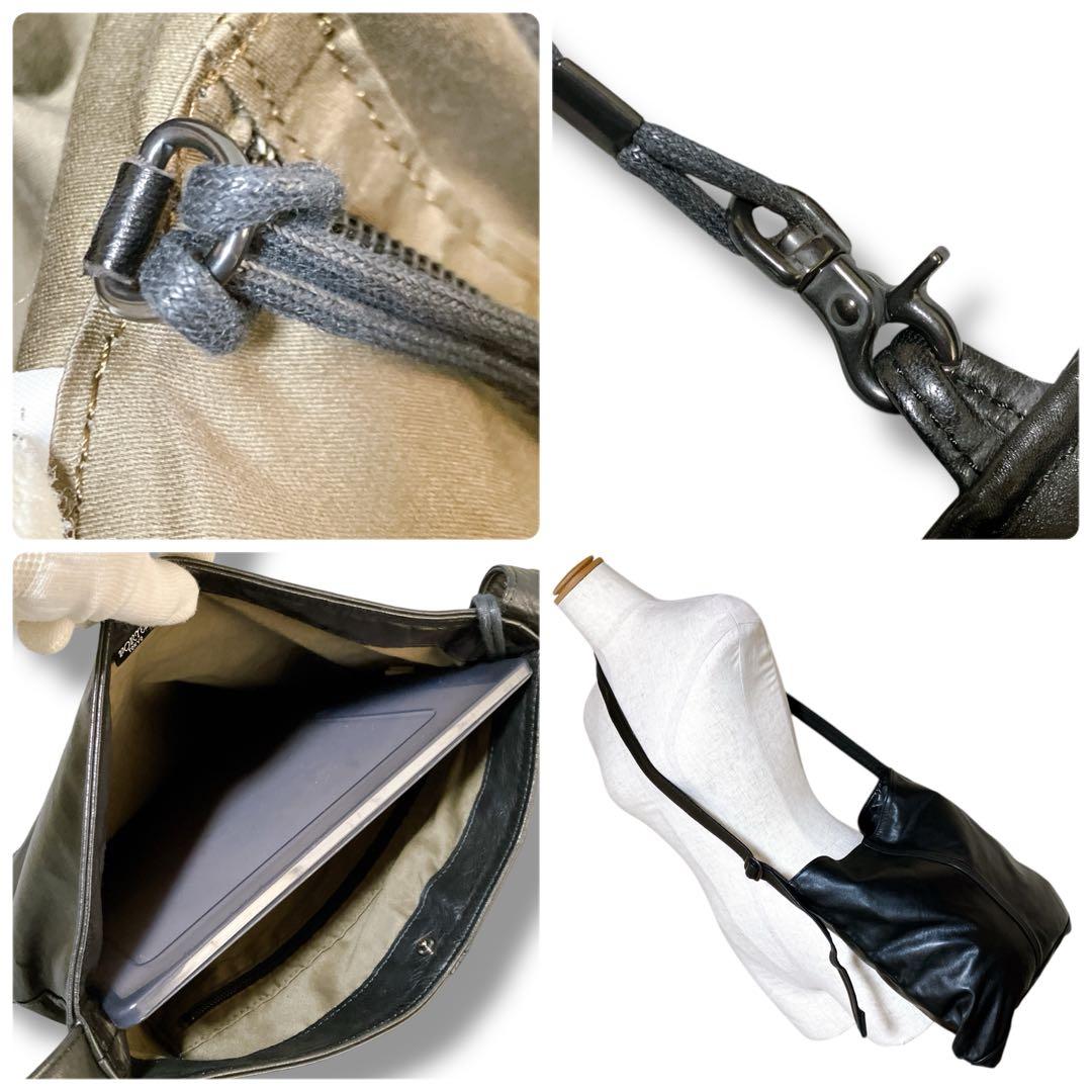 ポーター 吉田カバン 日本製 ポーチ付き ソフトレザーショルダーバッグ ブラック