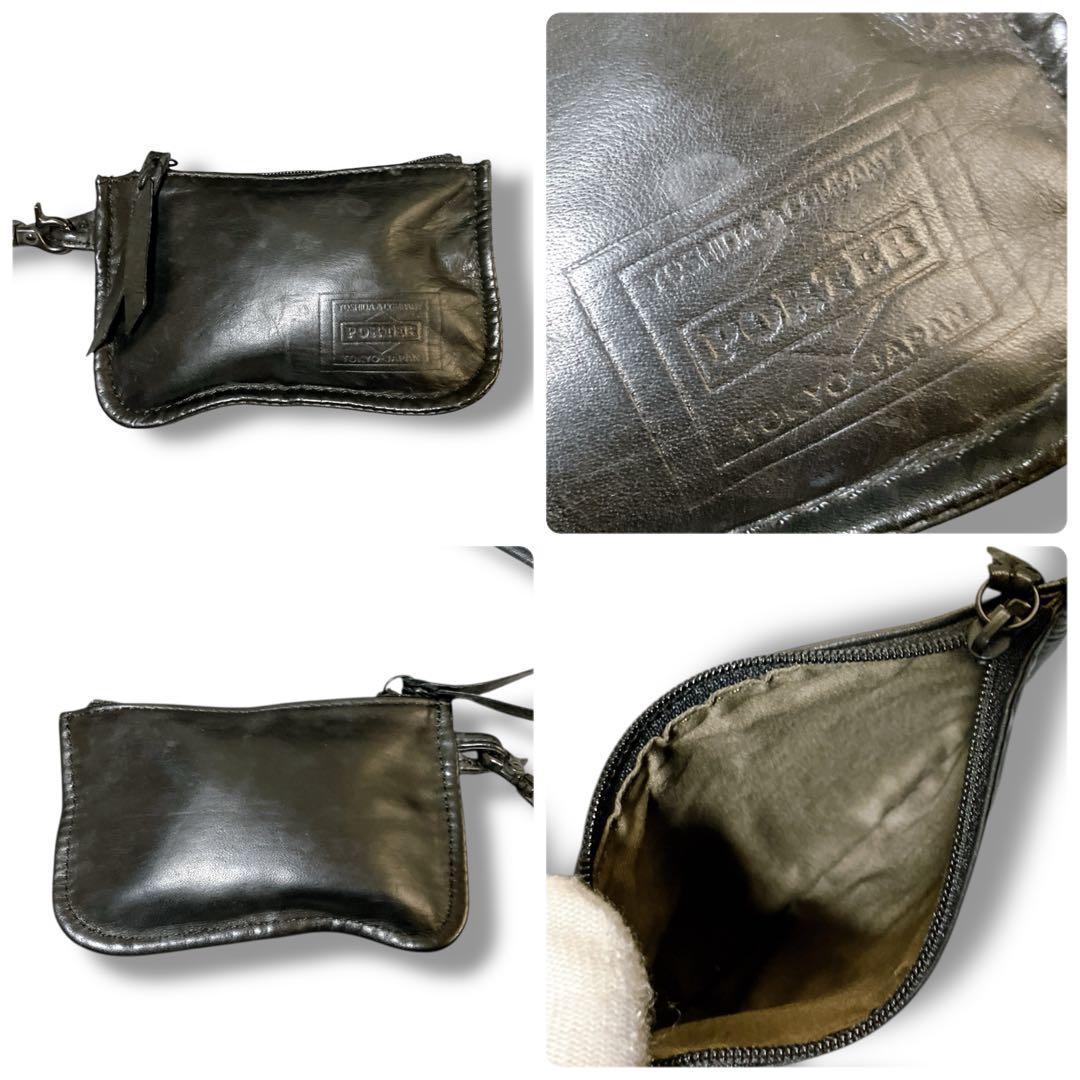 ポーター 吉田カバン 日本製 ポーチ付き ソフトレザーショルダーバッグ ブラック