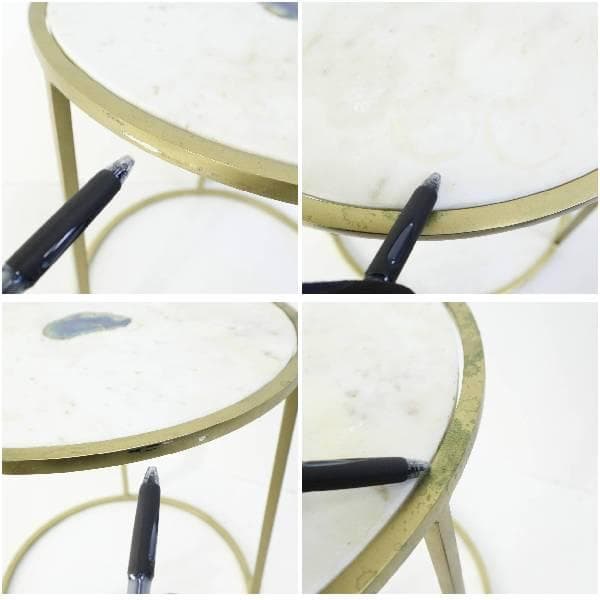 3個中の１KARE カレ リンボ サイドテーブル 大 大理石トップ 瑪瑙入り