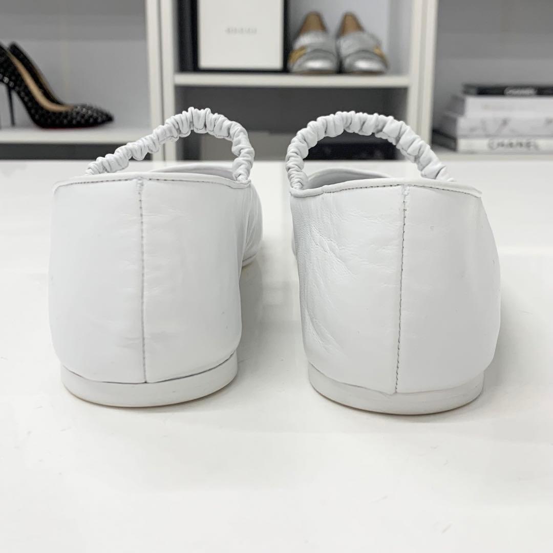 シャネル レザー ファブリック ココマーク フラットシューズ レッグウォーマー