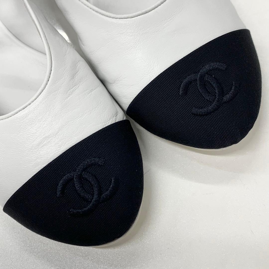 シャネル レザー ファブリック ココマーク フラットシューズ レッグウォーマー