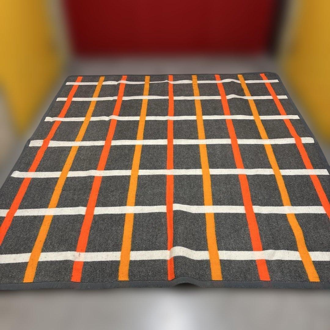 80s アクリル100% 毛布　昭和レトロ　おしゃれ毛布　187×167