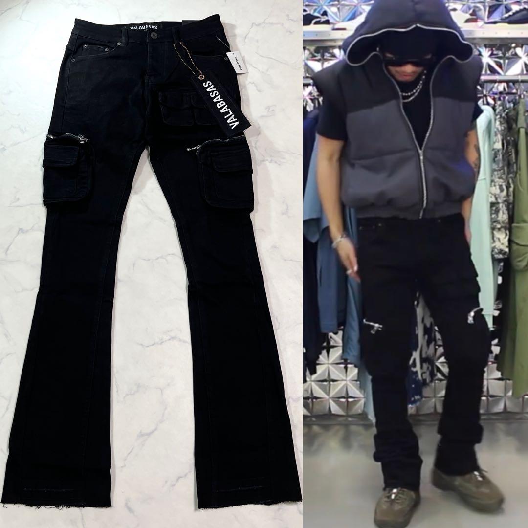 バラバサス valabasas ブラックカーゴ スキニーフレアデニム 新品 29