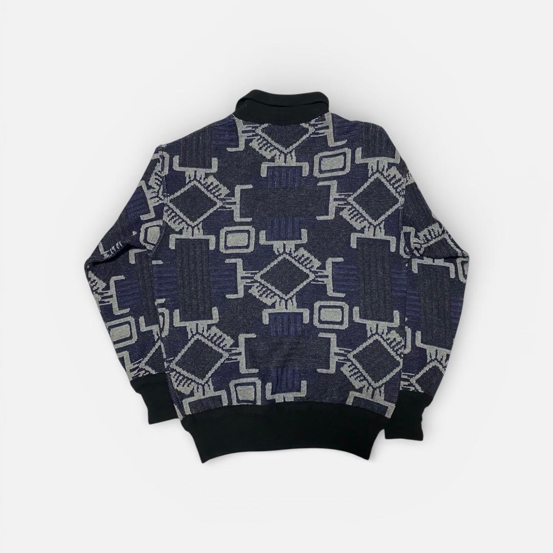 90's GIANFRANCO FERRE レザーパッチ　柄ニット メンズ48