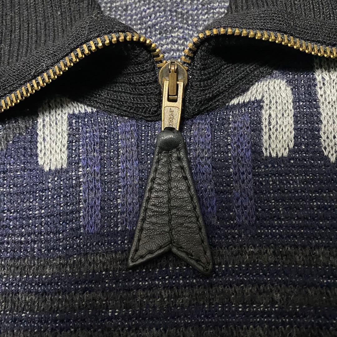 90's GIANFRANCO FERRE レザーパッチ　柄ニット メンズ48