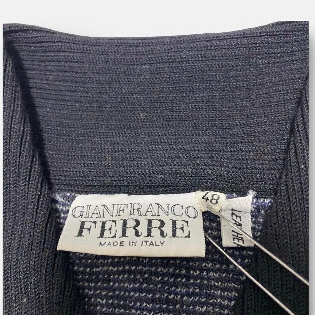 90's GIANFRANCO FERRE レザーパッチ　柄ニット メンズ48