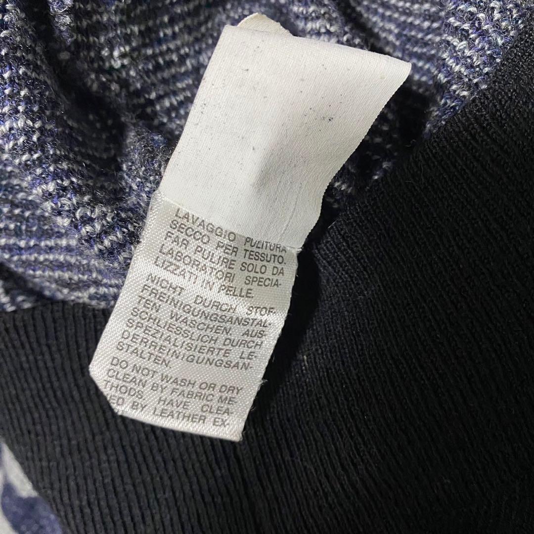 90's GIANFRANCO FERRE レザーパッチ　柄ニット メンズ48