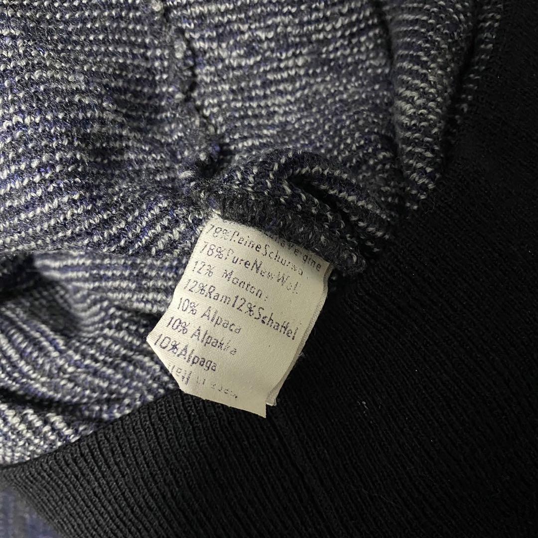 90's GIANFRANCO FERRE レザーパッチ　柄ニット メンズ48