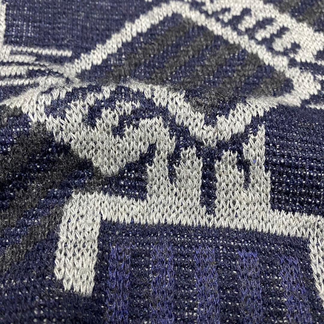 90's GIANFRANCO FERRE レザーパッチ　柄ニット メンズ48