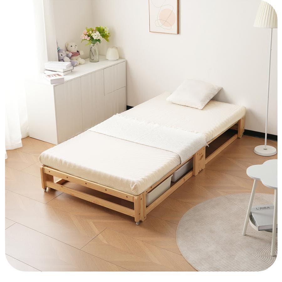 新品木製ベッド 天然木 2way ディベッド 折り畳み ソファ1625-160