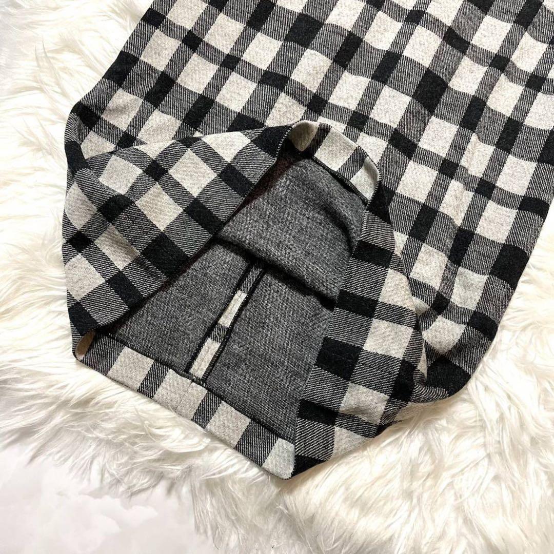 本物 グッチ チェック柄 ギャザー ワンピース ドレス XS 黒 灰 GUCCI