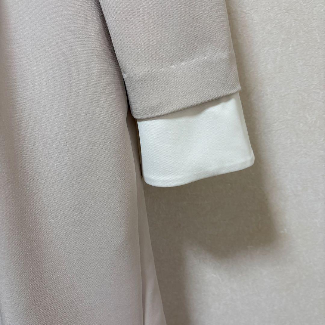 CELFORDセルフォード38 レース襟付きベージュタイトワンピース