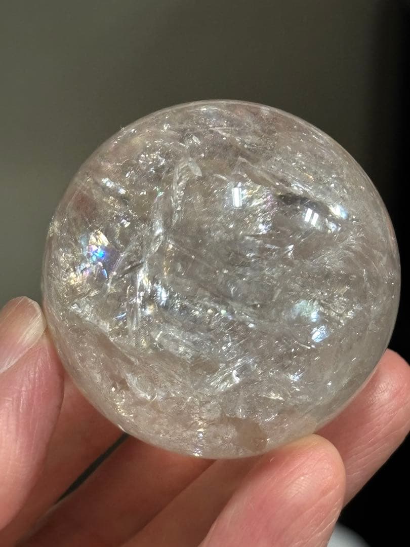 極上のピンクアゼツライト　ピンククォーツ　スフィア　4.54cm ギラギラ