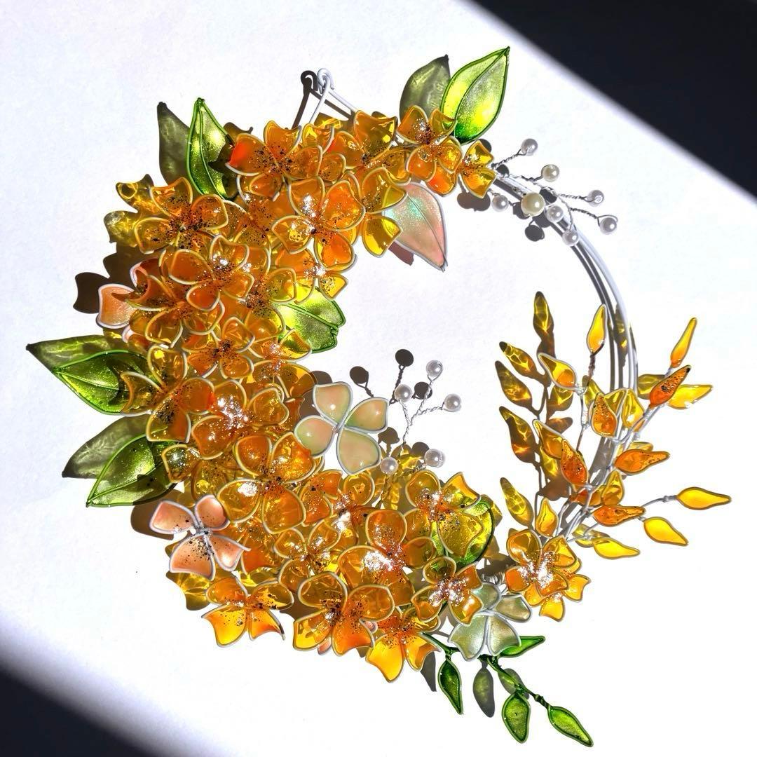 一点物　紫陽花リース　ワイヤークラフト　ディップアート　壁飾り