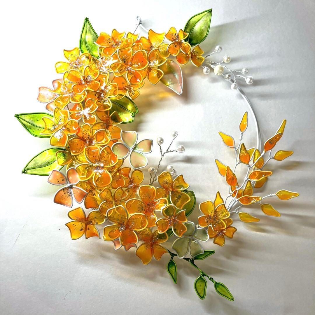 一点物　紫陽花リース　ワイヤークラフト　ディップアート　壁飾り