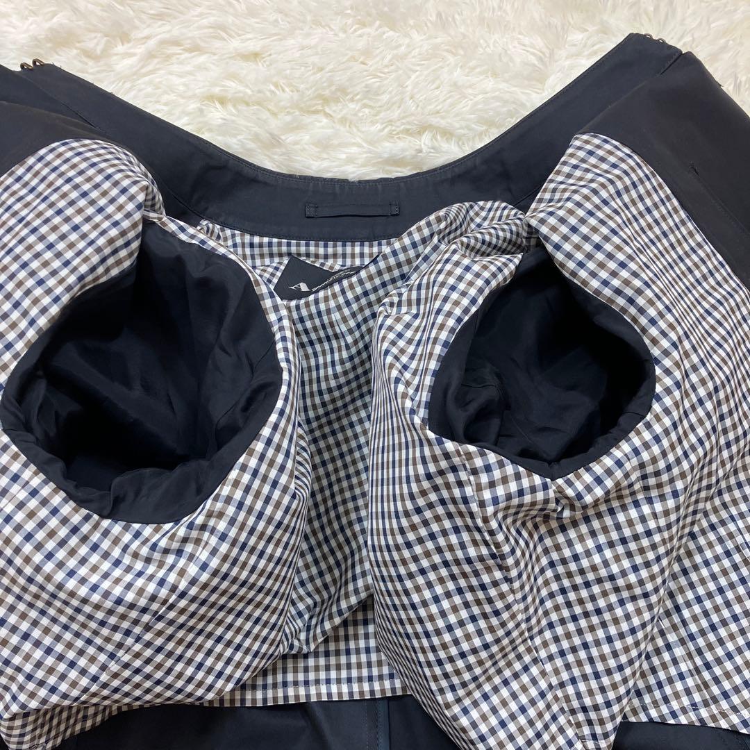 極美品 アクアスキュータム ステンカラーコート ベルト付き ネイビー Mサイズ