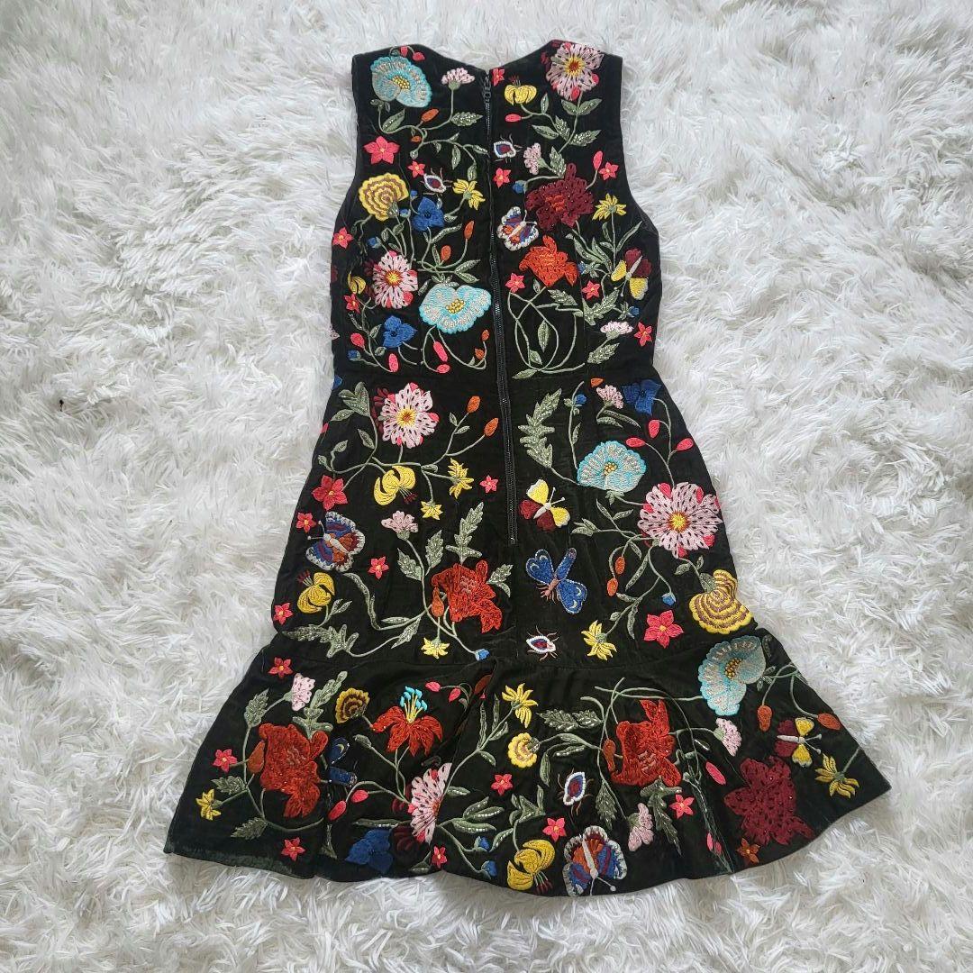 alice+olivia アリスオリビア 花柄刺繍ワンピース ミニドレス xs