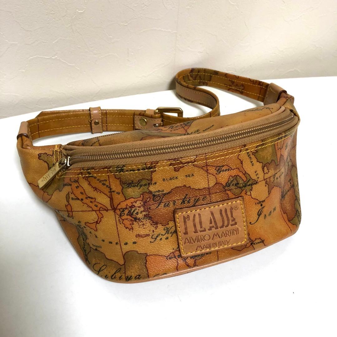 良品 プリマクラッセ ボディバッグ ウエストポーチ 地図柄 イタリア製