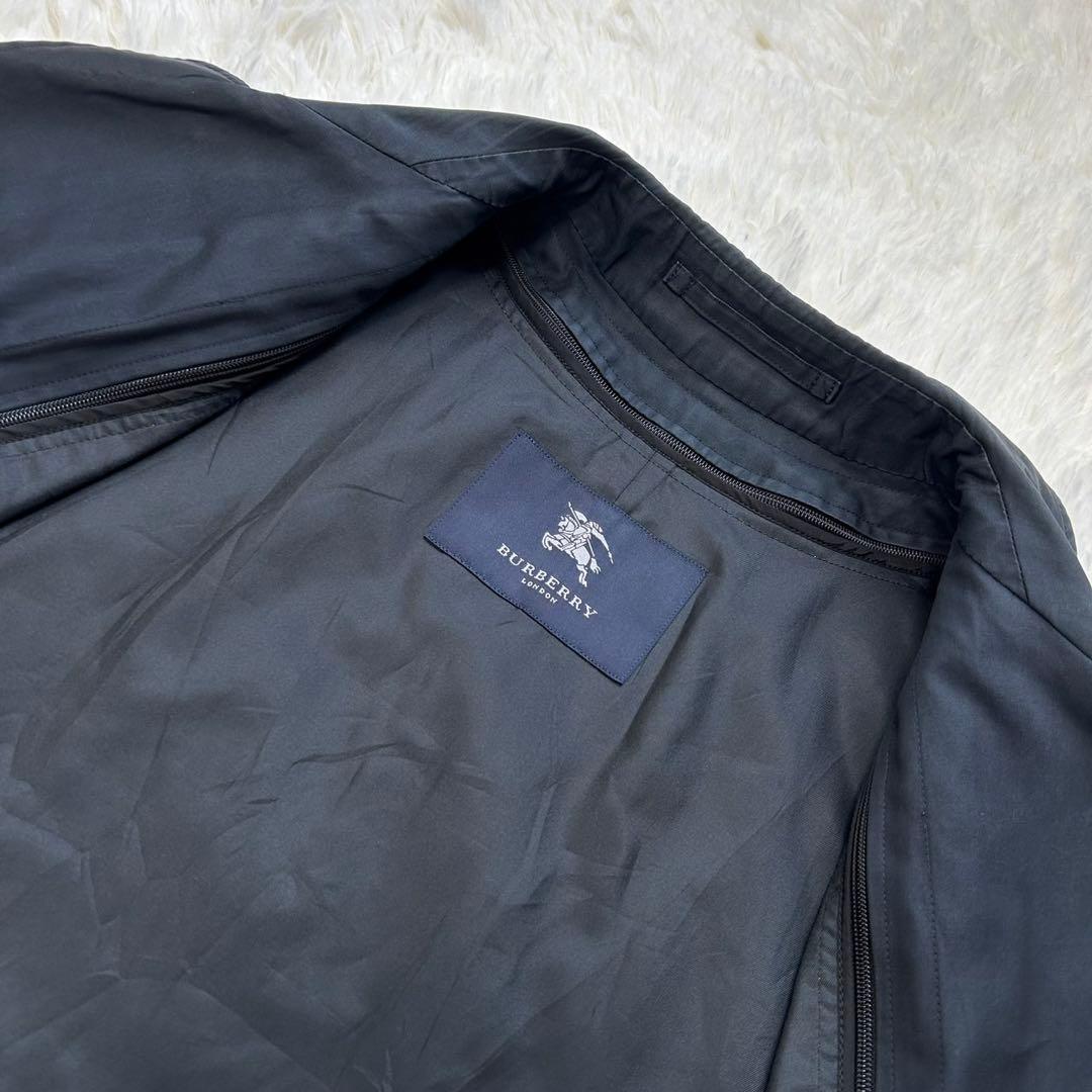 【美品/S】バーバリー ロンドン ステンカラーコート アウター 黒 ライナー付