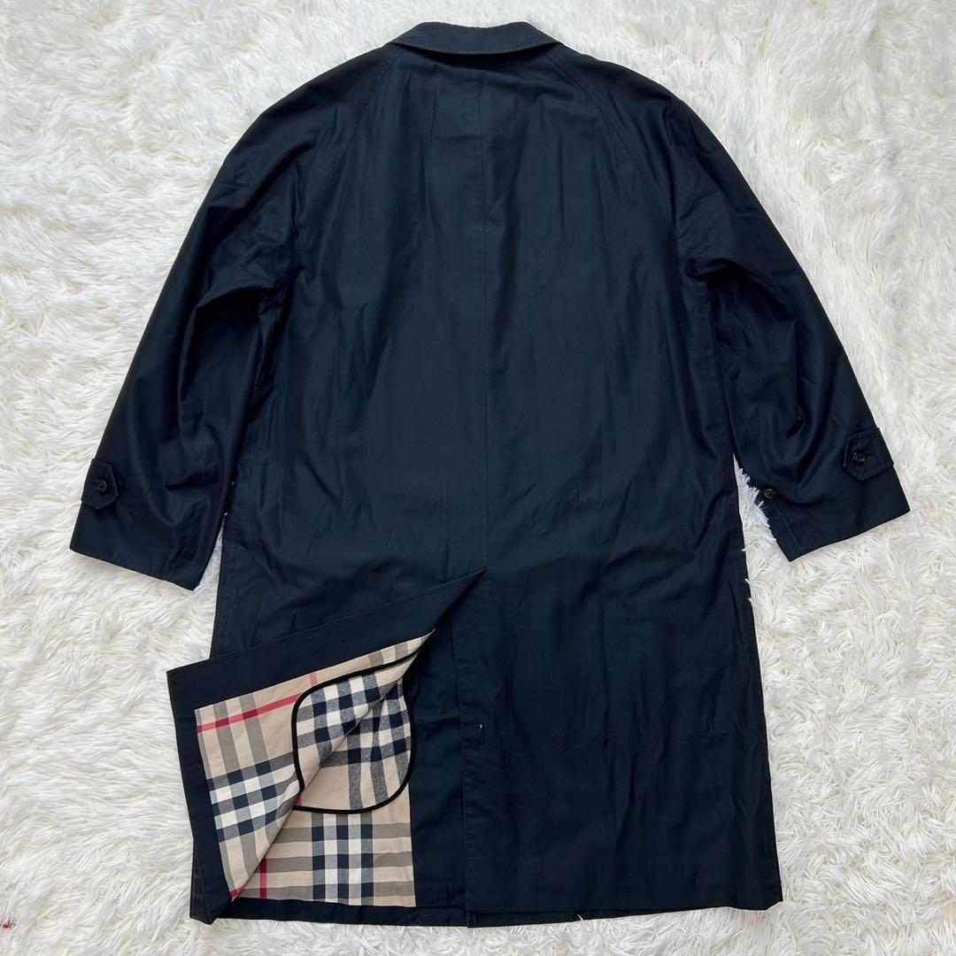 【美品/S】バーバリー ロンドン ステンカラーコート アウター 黒 ライナー付