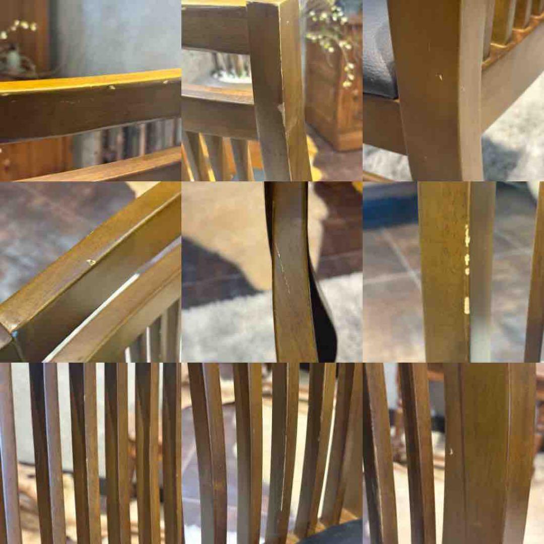 IDC 大塚家具 ダイニング リビングチェア ブラックレザー ビンテージ H