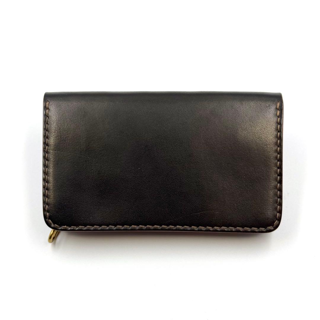 ミドルトラッカーウォレット(ブラック)サドルレザー　タロンジッパー　真鍮製