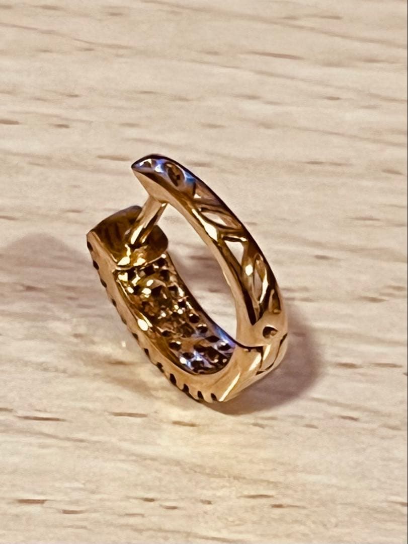 AVALANCHE 10K YG 天然ダイヤモンド フープピアス 12mm