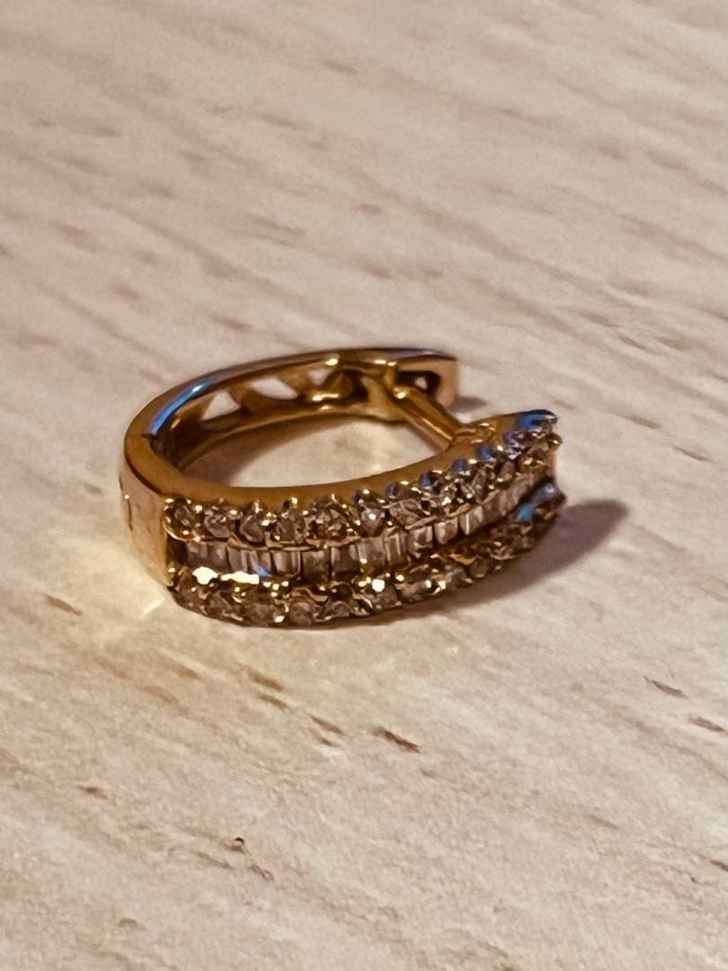 AVALANCHE 10K YG 天然ダイヤモンド フープピアス 12mm