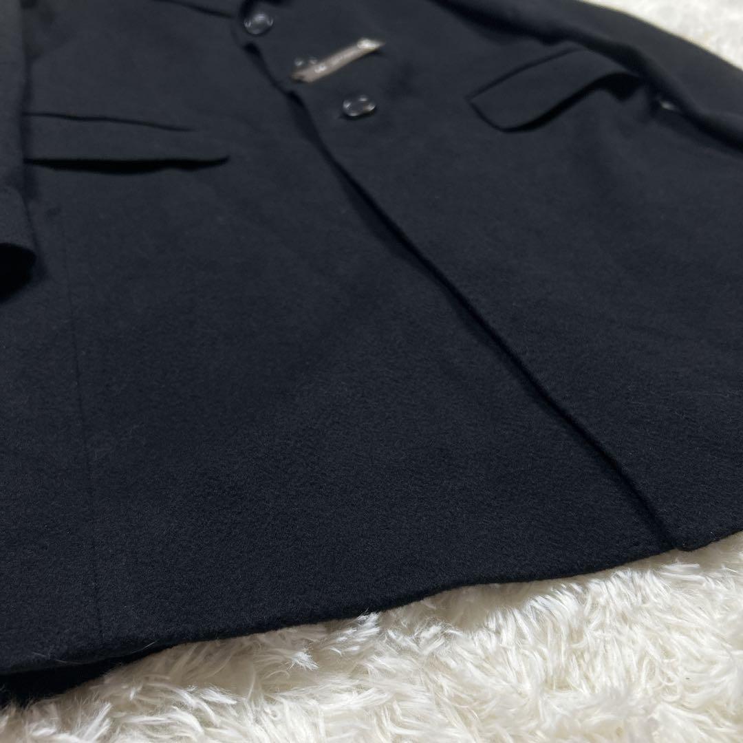 新品　3L 大きめ　カシミヤ混　ウールチェスターコート　黒　ブラック　ロング丈