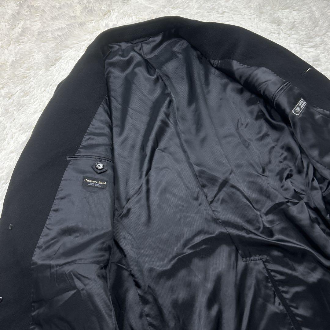 新品　3L 大きめ　カシミヤ混　ウールチェスターコート　黒　ブラック　ロング丈