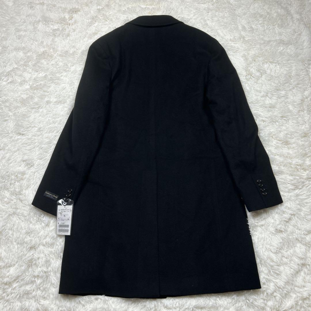 新品　3L 大きめ　カシミヤ混　ウールチェスターコート　黒　ブラック　ロング丈