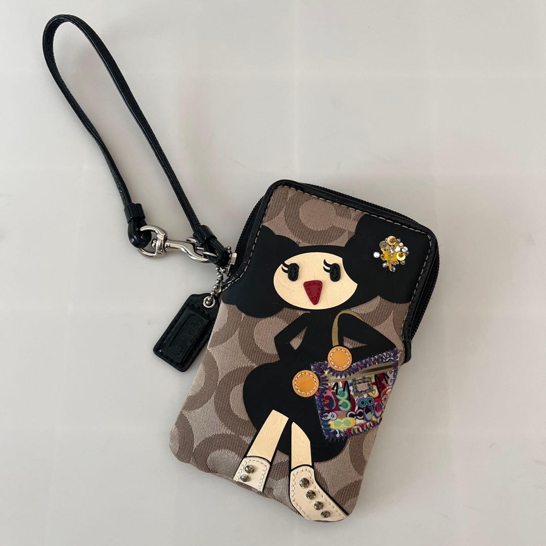 値下げ 希少 COACH コーチ poppy ペッパー ポーチ カードケース 黒