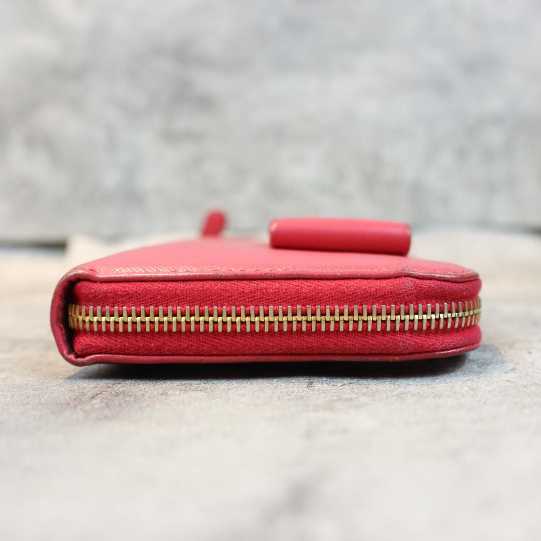 PRADA プラダ サフィアーノ リボン ラウンドファスナー 長財布 ピンク