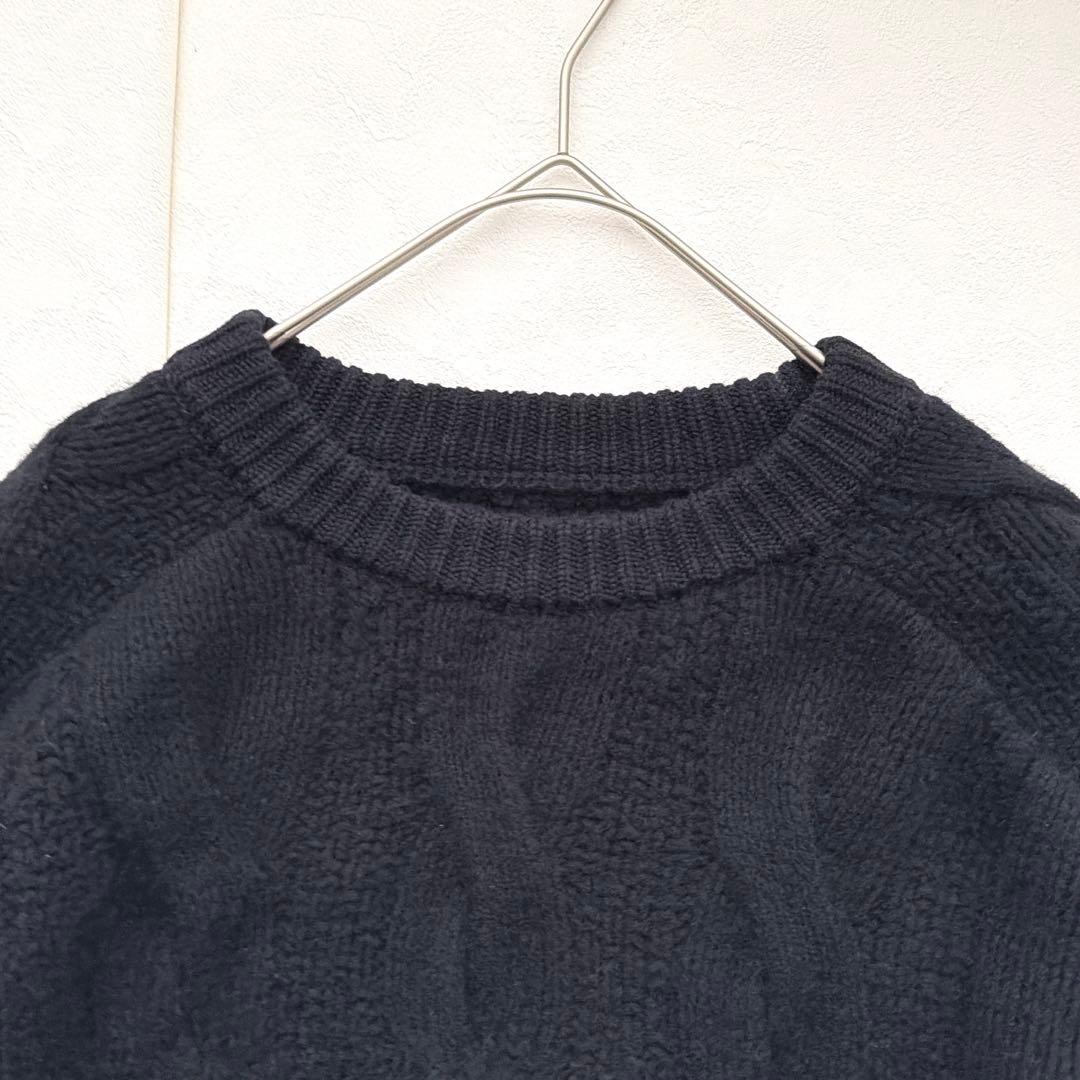 COOHEM カシミヤ　モヘア　アンゴラ　ケーブルニット セーター 黒 米富繊維