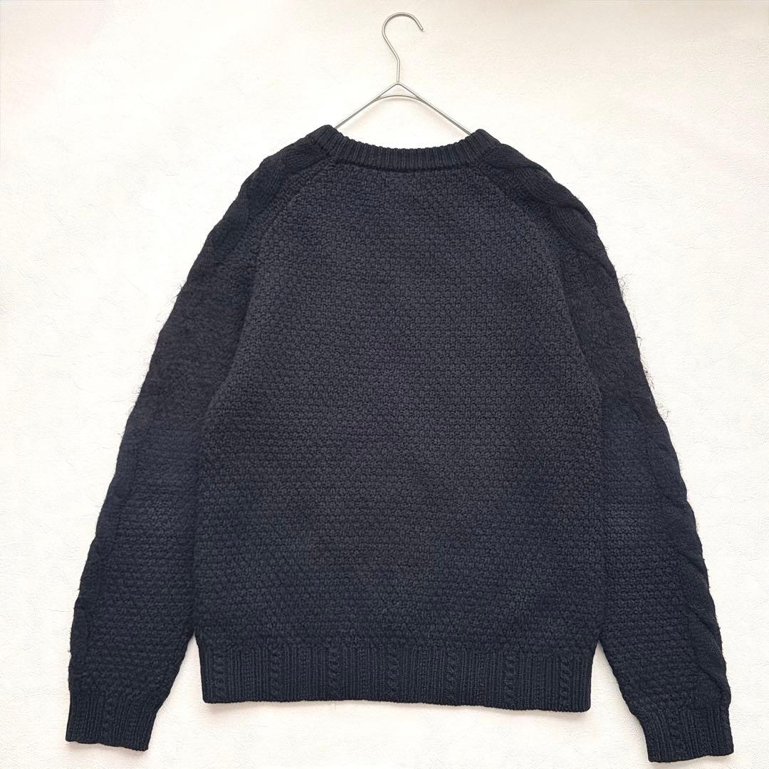 COOHEM カシミヤ　モヘア　アンゴラ　ケーブルニット セーター 黒 米富繊維