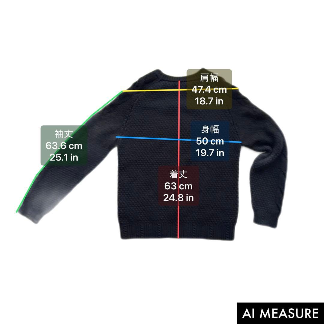 COOHEM カシミヤ　モヘア　アンゴラ　ケーブルニット セーター 黒 米富繊維