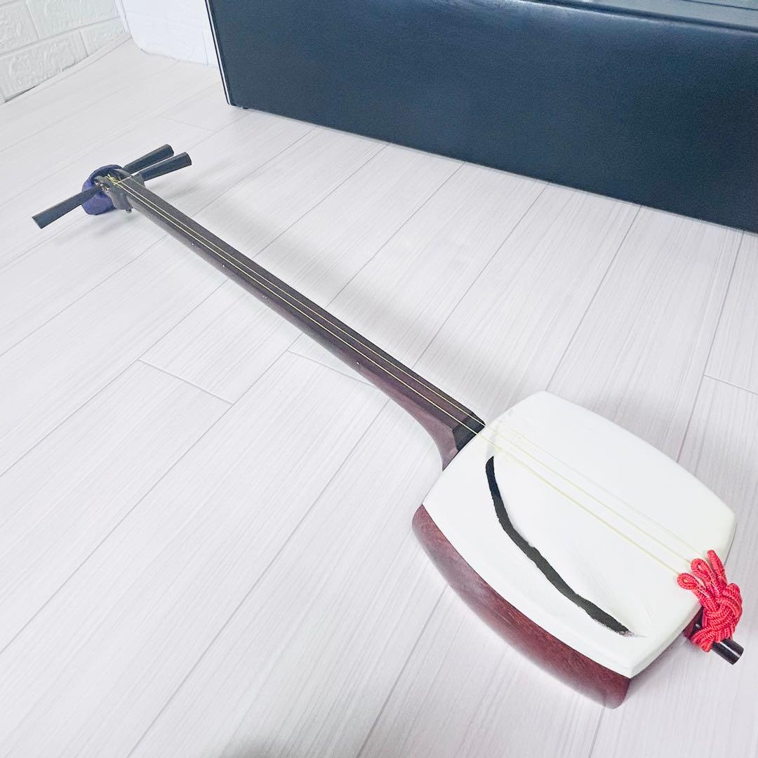 高級紅木　三味線　長唄　細棹　東さわり　和楽器　調律器付き　破れ有り　現状