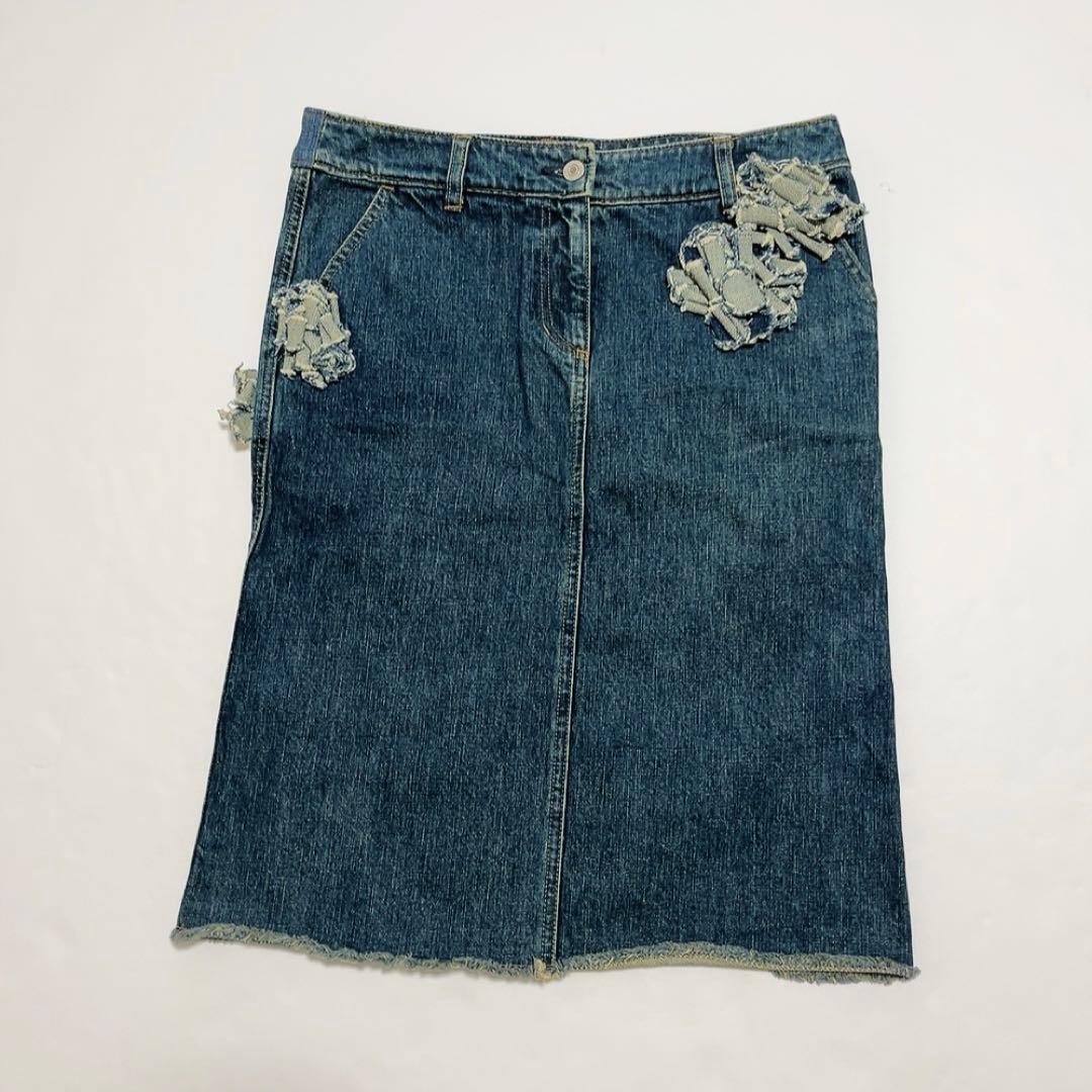 ケイタマルヤマ フラワーモチーフ付きデニムスカート サイズM - メルカリ