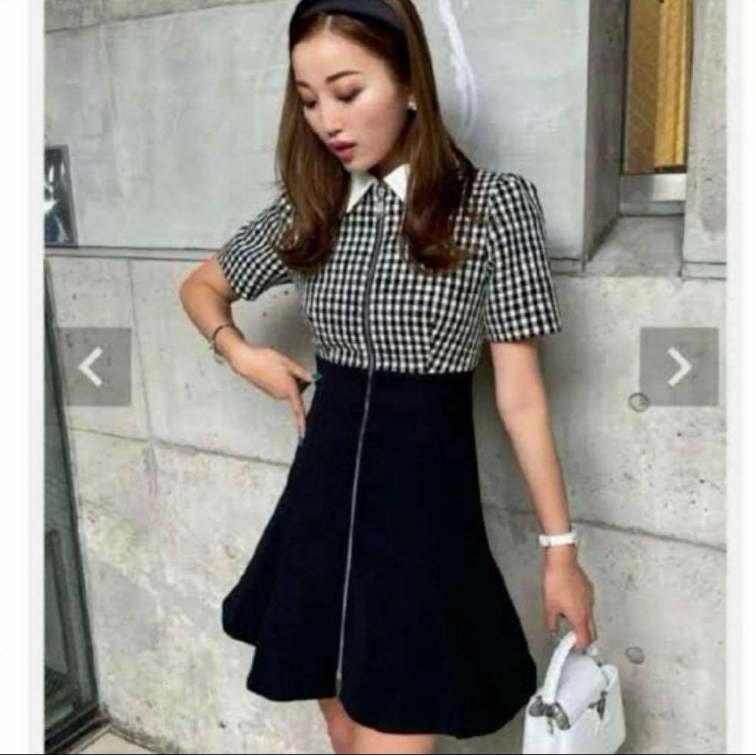 シェリエ sheller 千鳥柄襟付き切替ワンピース kyoto-sakura.com