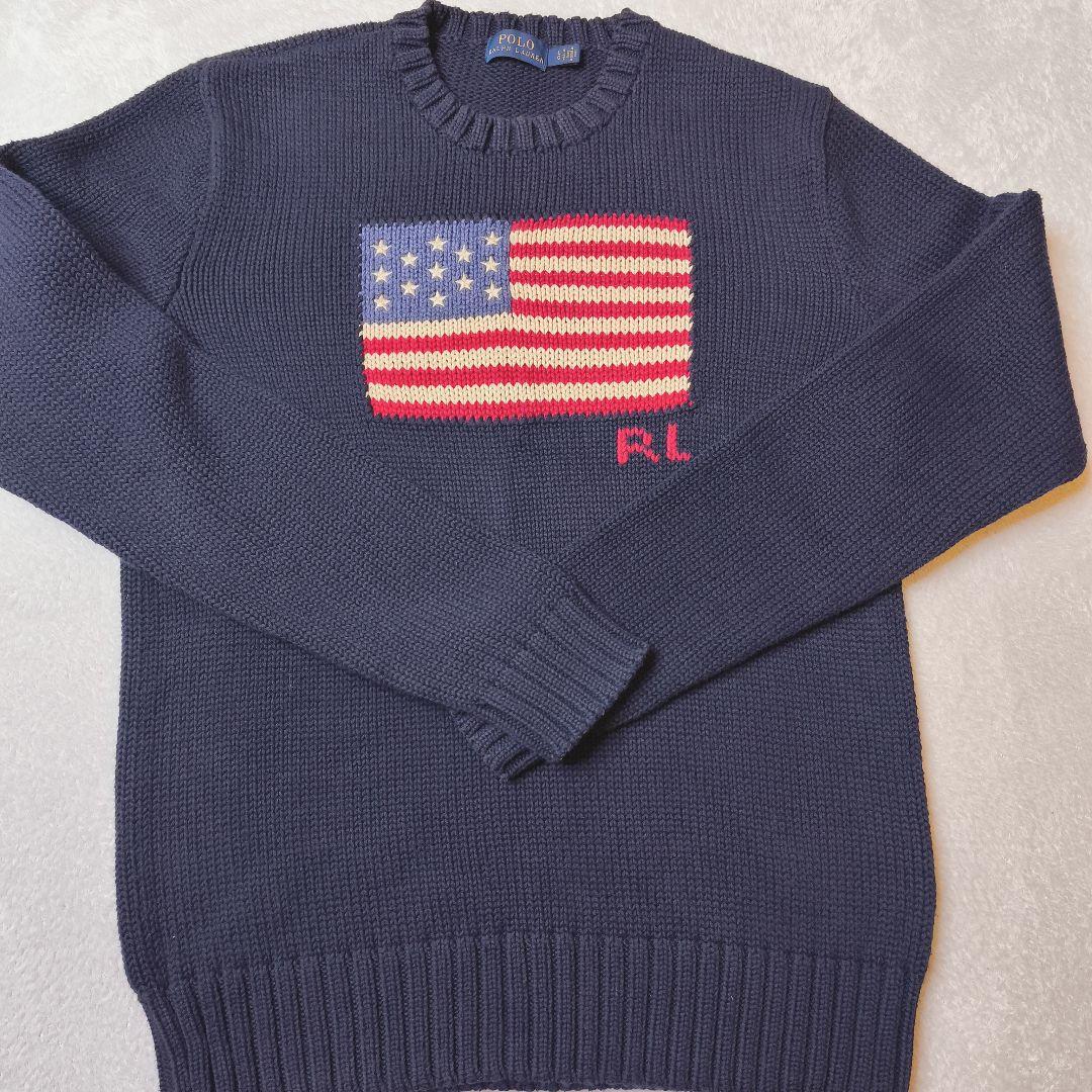 ポロラルフローレン 星条旗 コットンニット ネイビー Lサイズ 定番