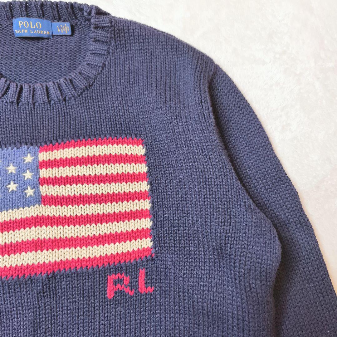 ポロラルフローレン 星条旗 コットンニット ネイビー Lサイズ 定番