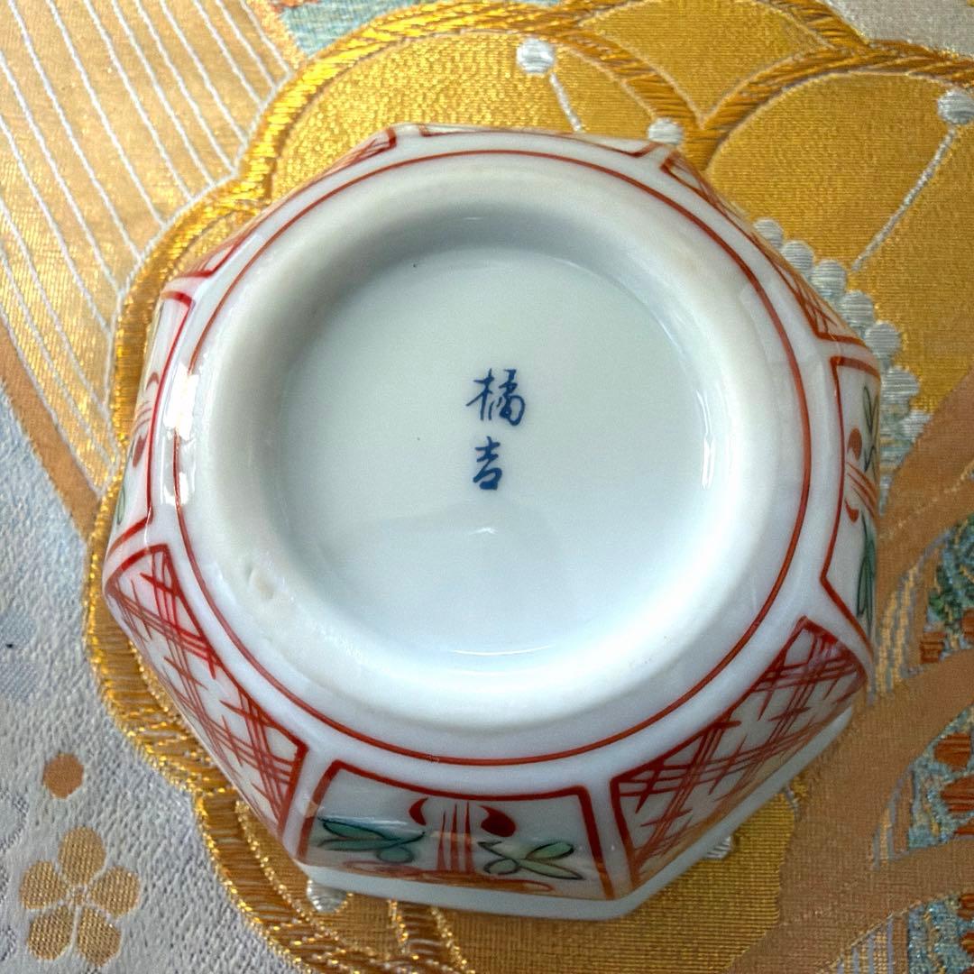 たち吉赤絵金彩八角鉢　春秋貝彩　金銀ガラス製プレート　加賀箔工芸　No.4-39