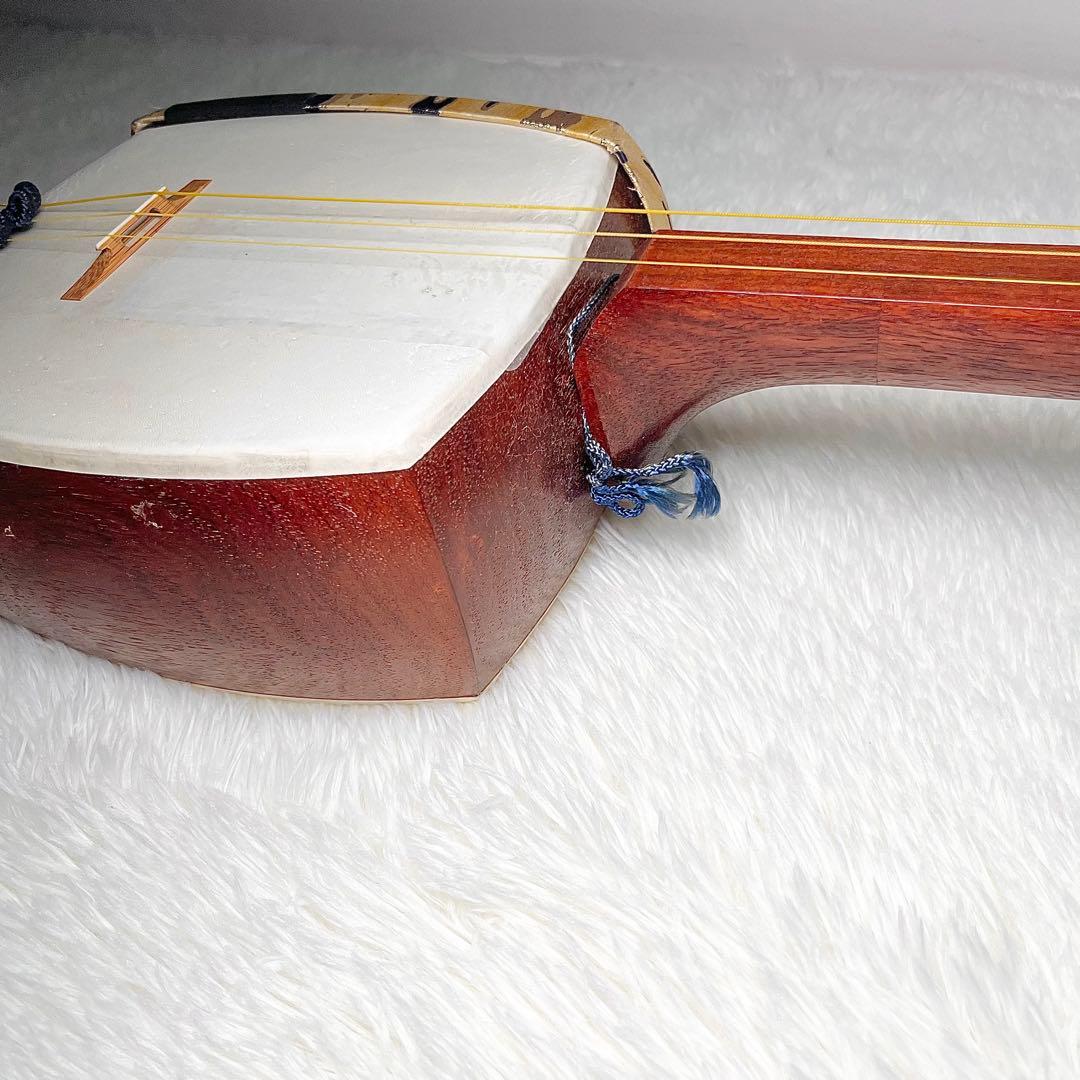 【良品】津軽三味線 約3cm棹幅 布ケース付き 太棹