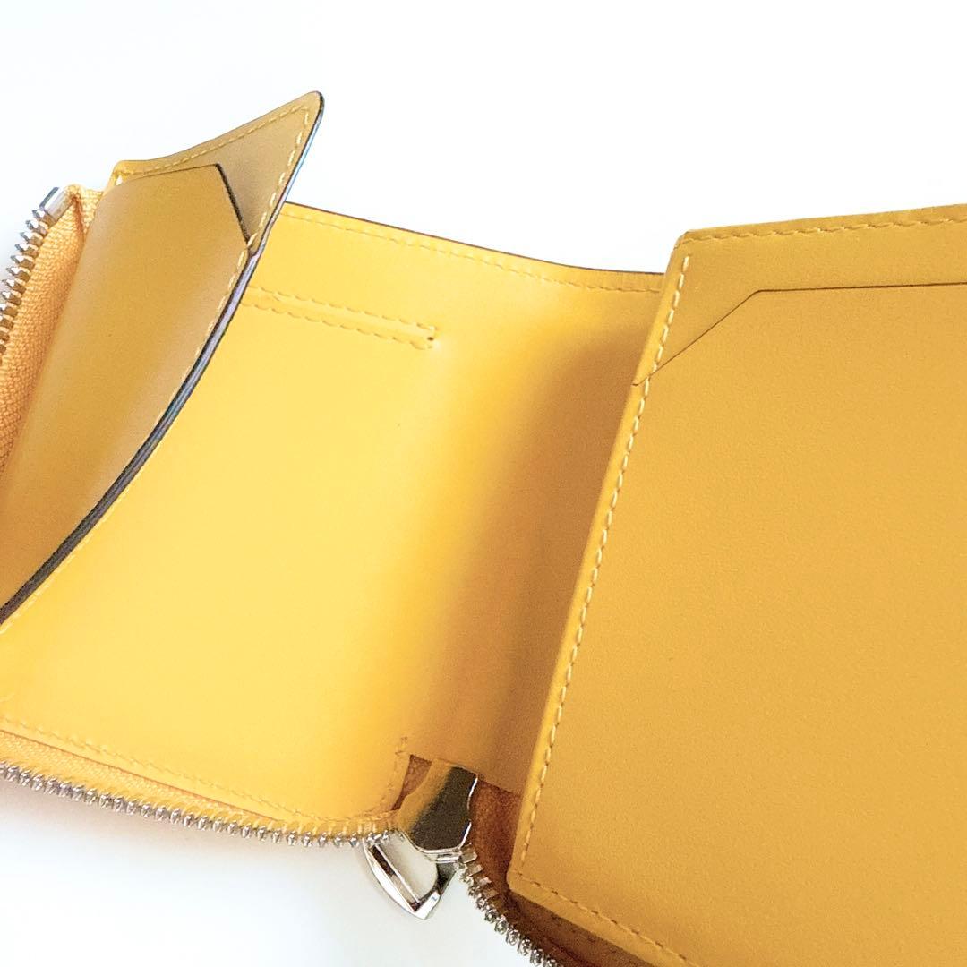 【美品】ITTI イッチ　コンパクトウォレット　二つ折り財布　レザー　イエロー